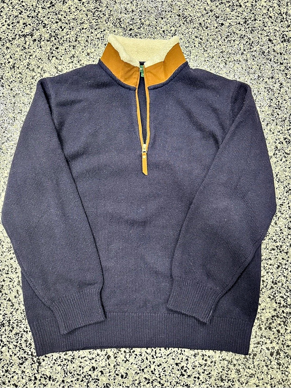 ORVIS men’s lambswool Quarter-Zip Pullover Men's Wool Sweater Large